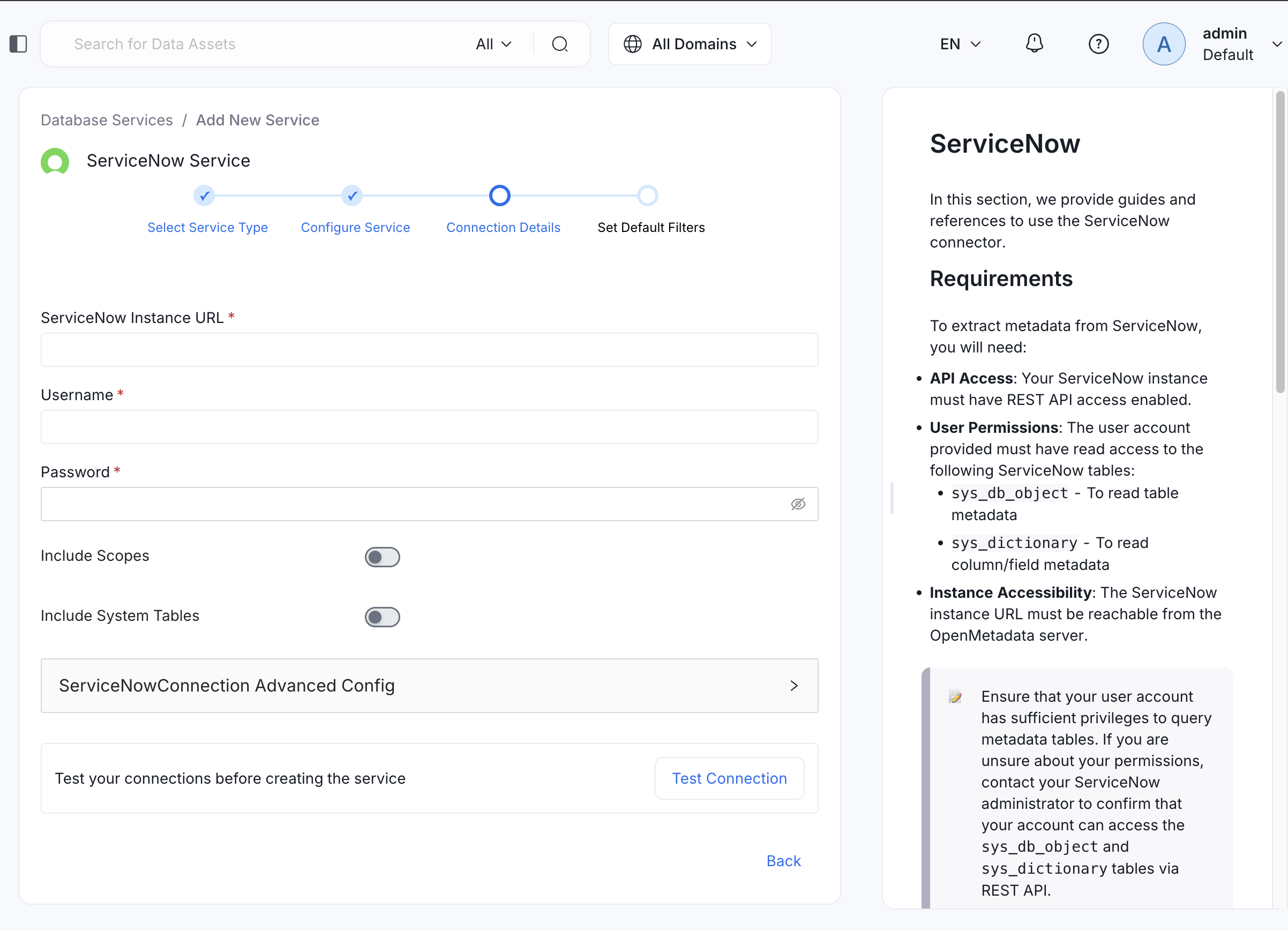 Configure Service connection